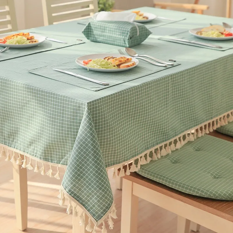 

2022 Tablecloth Check Table Cover Fabric French Style Geometric Home Party Decoration