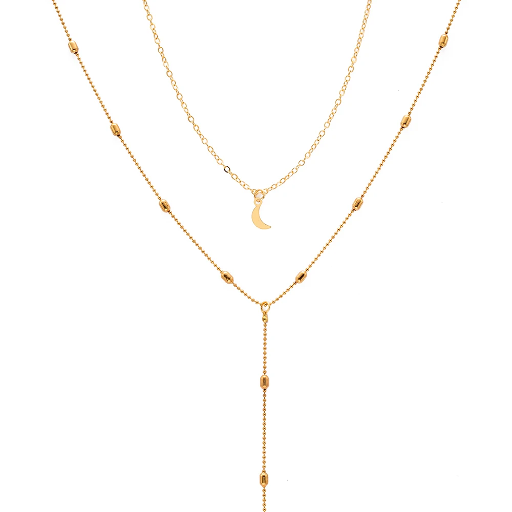 IPARAM длинный бахромой звезда полумесяц чокер с подвеской ожерелье аксессуары для женщин ювелирные изделия кулон ожерелье - Окраска металла: Gold
