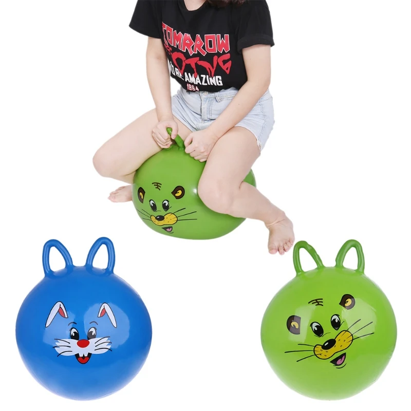 New 18" Cat Ear Inflatable Jump Ball Hopper Bounce Retro Ball With Handle Gift