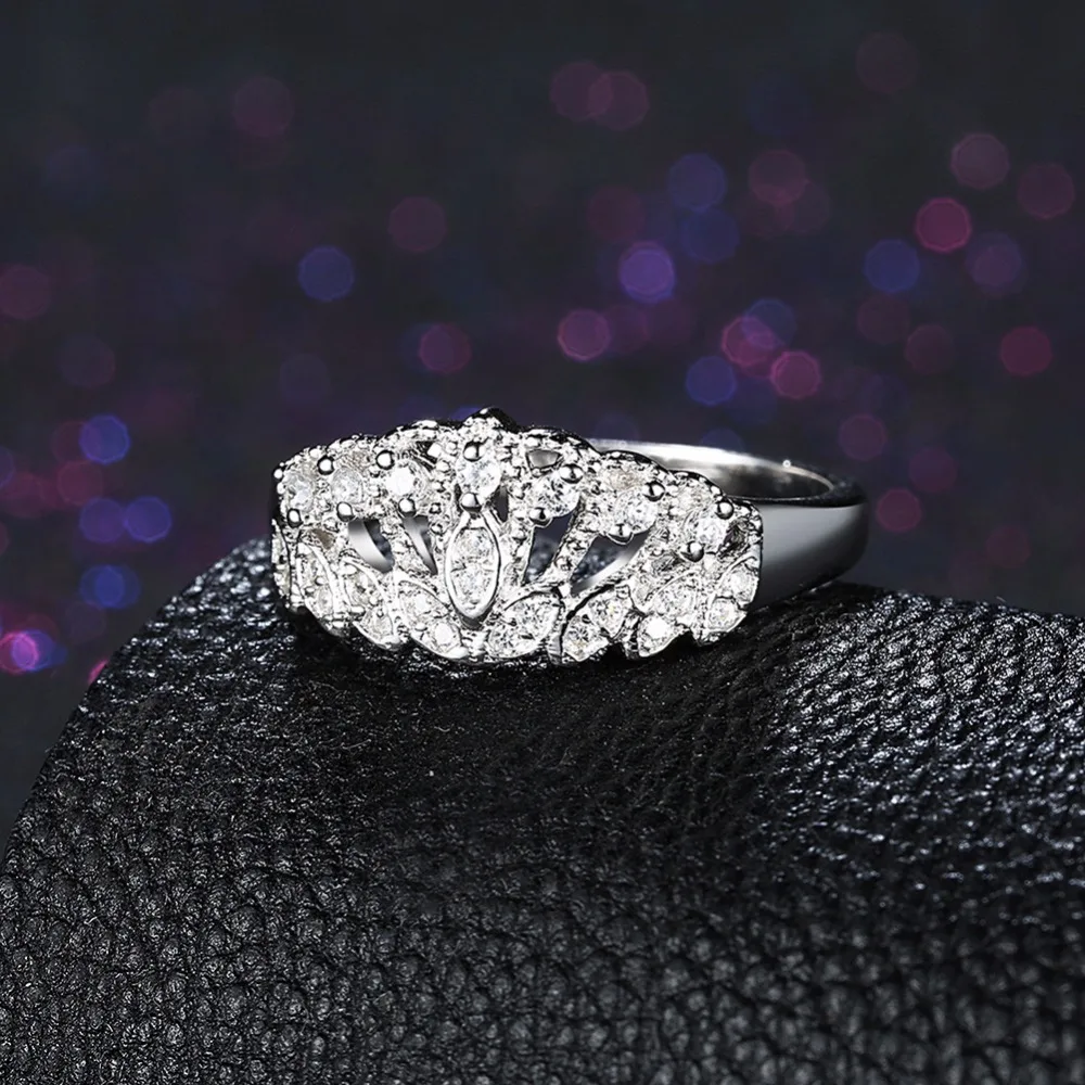 Винтажное дизайнерское изысканное ювелирное 925 пробы Серебряное кольцо с короной для женщин, свадебные ювелирные изделия, полное прозрачное обручальное кольцо с бриллиантом