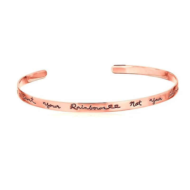9pcs/lot &quotCount Your Rainbows Not Thunderstorms" Women Bangles Inspirational Open Cuff Mantra Bracelets | Украшения и