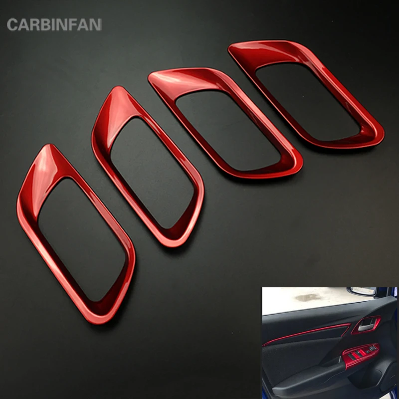 

ABS plastic Inner Car Door Handle Bowl frame Trim sticker Cover 4pcs/set For Honda FIT JAZZ 2014 2015 2016 2017 2018 C1267