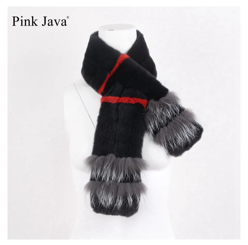 PINK JAVA QC1856 new arrival real rex rabbit fur scarf women winter warm scarves neck scarf genuine silver fox high quality