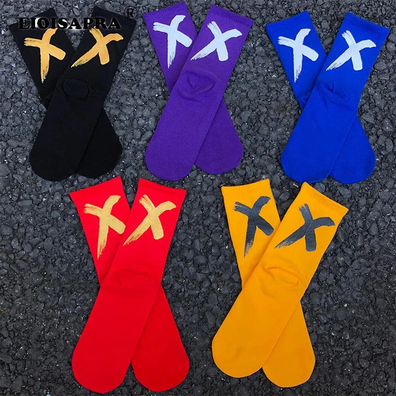 Новый Осень Зима Винтаж хип хоп 'X' форма Носки с рисунком Harajuku Happu забавные носки для девочек Нескользящие дышащие унисекс Sox