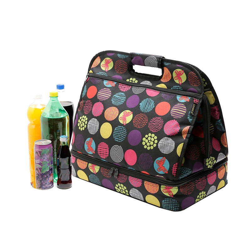 

Portable Preservation Women's Cooler Bags Casual Picnic Fruit Drink Organizer Double-layer Food Wine Fresh Cold Tote Accessories