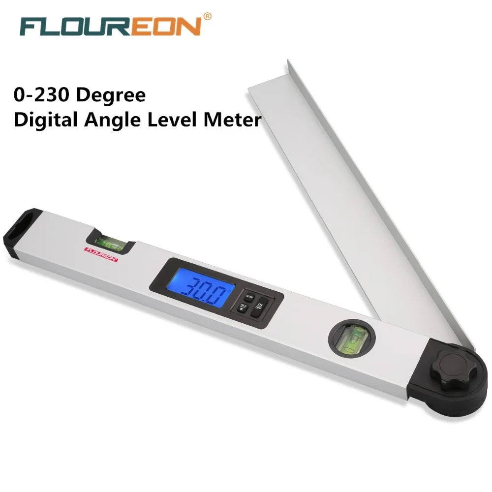 

Floureon Digital Angle Finder Gauge 0-230Degree Protractor Ruler Miltre Angle Finder With LCD Display Spirit Level Back-Light