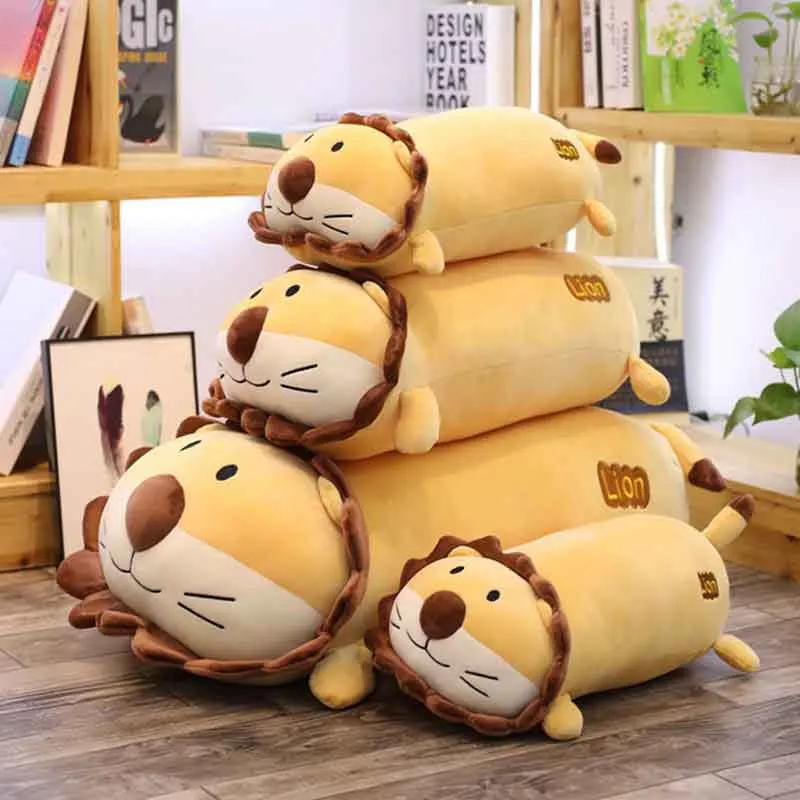 1pc 42/60cm Sunflower Lion Filled lion pillows Cute plush toys grassland lion brinquedos Cylindrical cushions Kid's Xmas Present