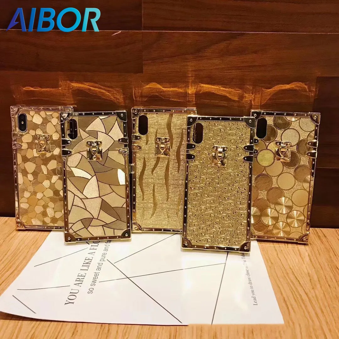 Fashion 3D Square plating gold Soft phone cases For iPhone X XS MAX XR