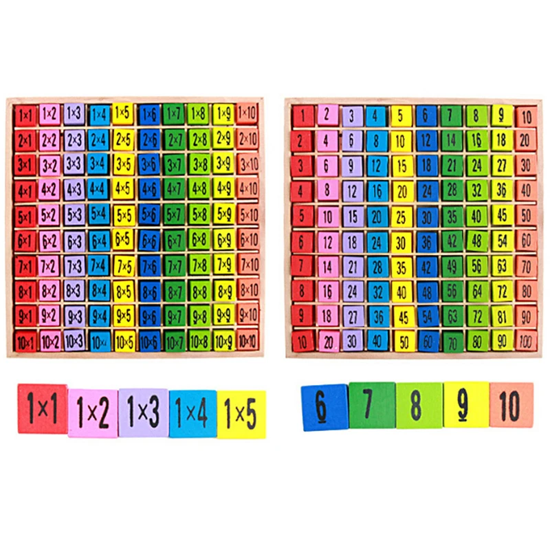 Baby Wooden Toys 99 Multiplication Table Math Toy 10*10 Figure Blocks Baby Learn Educational Montessori Gifts