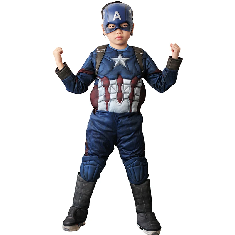 Classic Superhero Muscle Captain America Costume Avengers Endgame Cosplay Superman Halloween Party Costumes for Boys Girls