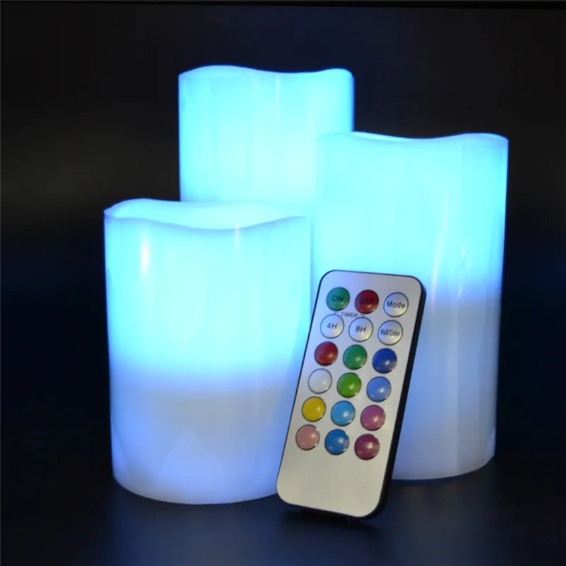 Eldnacele Velas de color marfil sin llama velas de cera real paquete de 6 parpadeando con control remoto de 10 teclas luces LED c/álidas 3D funciona con pilas