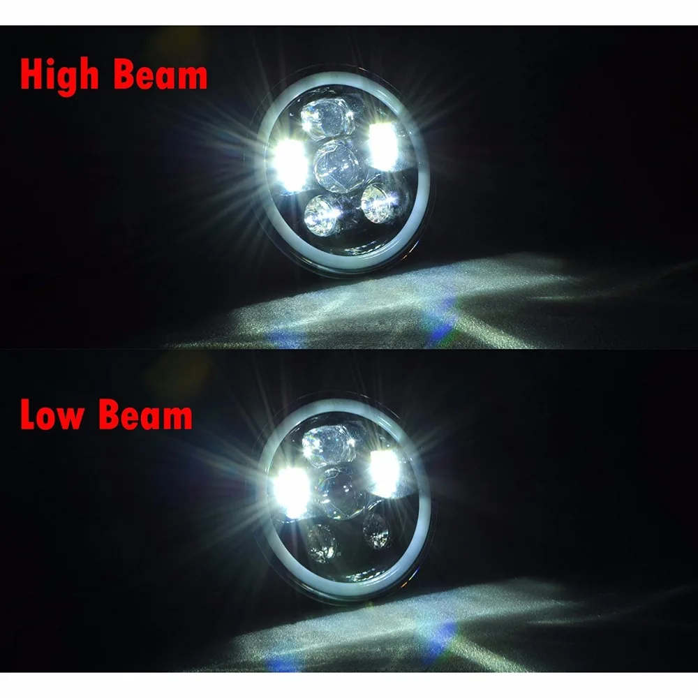  45W 7 Inch LED Headlight Assemblies with White/ Yellow Halo Angle Eye For Jeep Wrangler TJ JK Humme - 32826338378