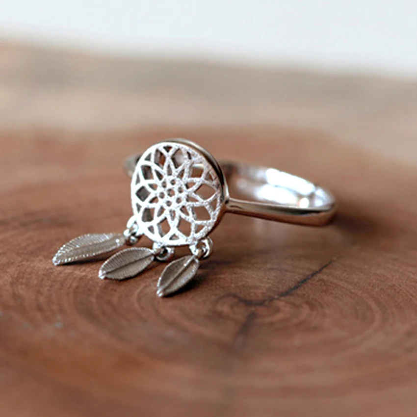 Anillos de atrapasueños Kinitial para mujer, joyería de nudillos, pluma, colgantes, anillos de dedo ajustable, anillos|dreamcatcher ring|adjustable finger ringfinger ring - AliExpress