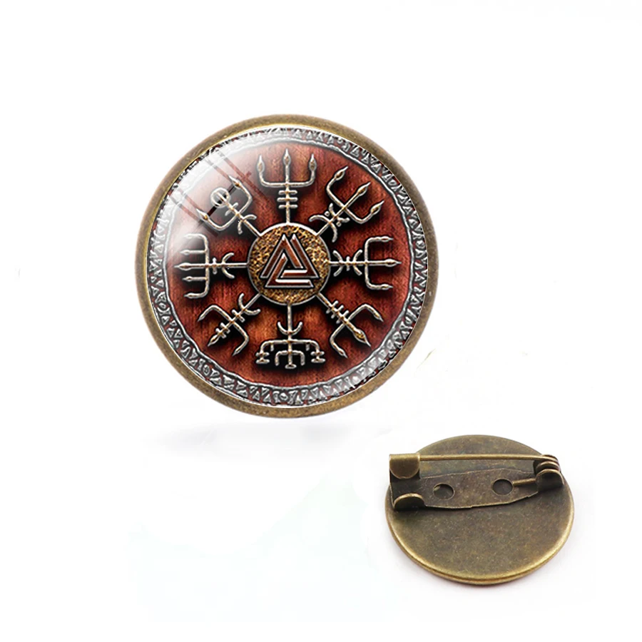 Новинка 2019 стеклянный купол воротник булавка Vegvisir Viking компас отворот булавки