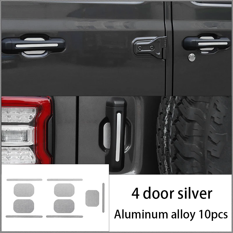 Black Aluminum Alloy Car Door Handle Decoration Cover 10pcs for Jeep Wrangler JL 2018 1941 Logo 4-Door