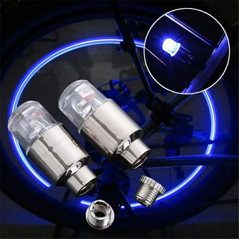 Top wheel up 2X Bikes light Tire Tyre Valve Cap Neon LED Flash Bicycle Light Lamp Hot luz bicicleta fietsverlichting farol bike P# 7