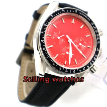 

new 40mm bliger Red sterile dial week day multifunction Mechanical automatic mens watch