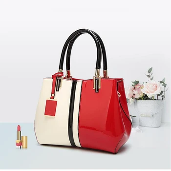

New Designer Handbag Women PU Pattern Leather Bags Contrast Color Crossbody Bag Casual Tote Female Purse Top Hand