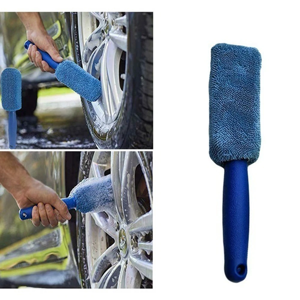 

Plastic Microfiber Auto Car Wheel Brush Cleaning Brush Wheel Rims Tire Washing Brush Car Wash Handle Brush Tool Car Accessories