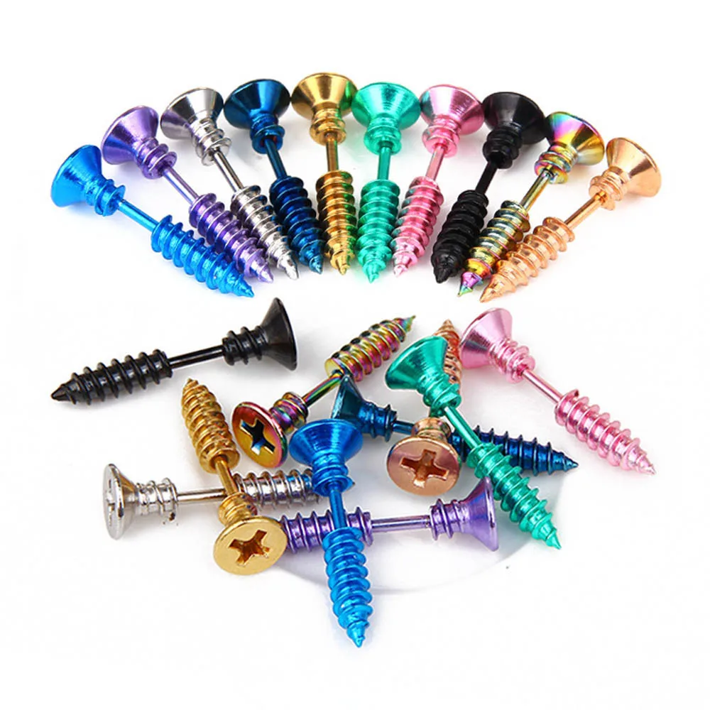 

Halloween Prank Titanium Steel Screw Piercing Stud Stainless Steel Earrings