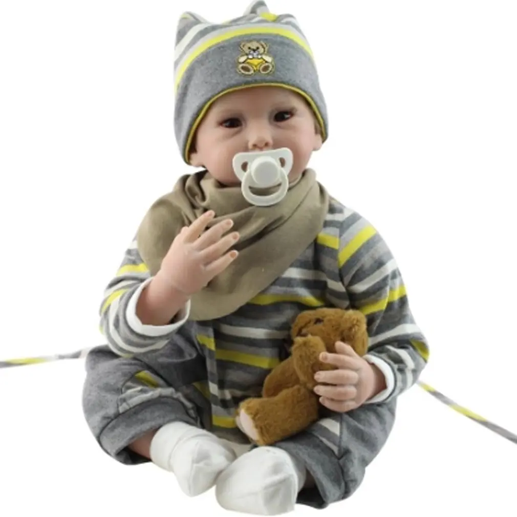 

22in Silicon Reborn Baby Full Body Vinyl Bebe Reborn Realisting Lifelike Baby Boys Doll Soft Simulation Baby Doll Birthday Gift