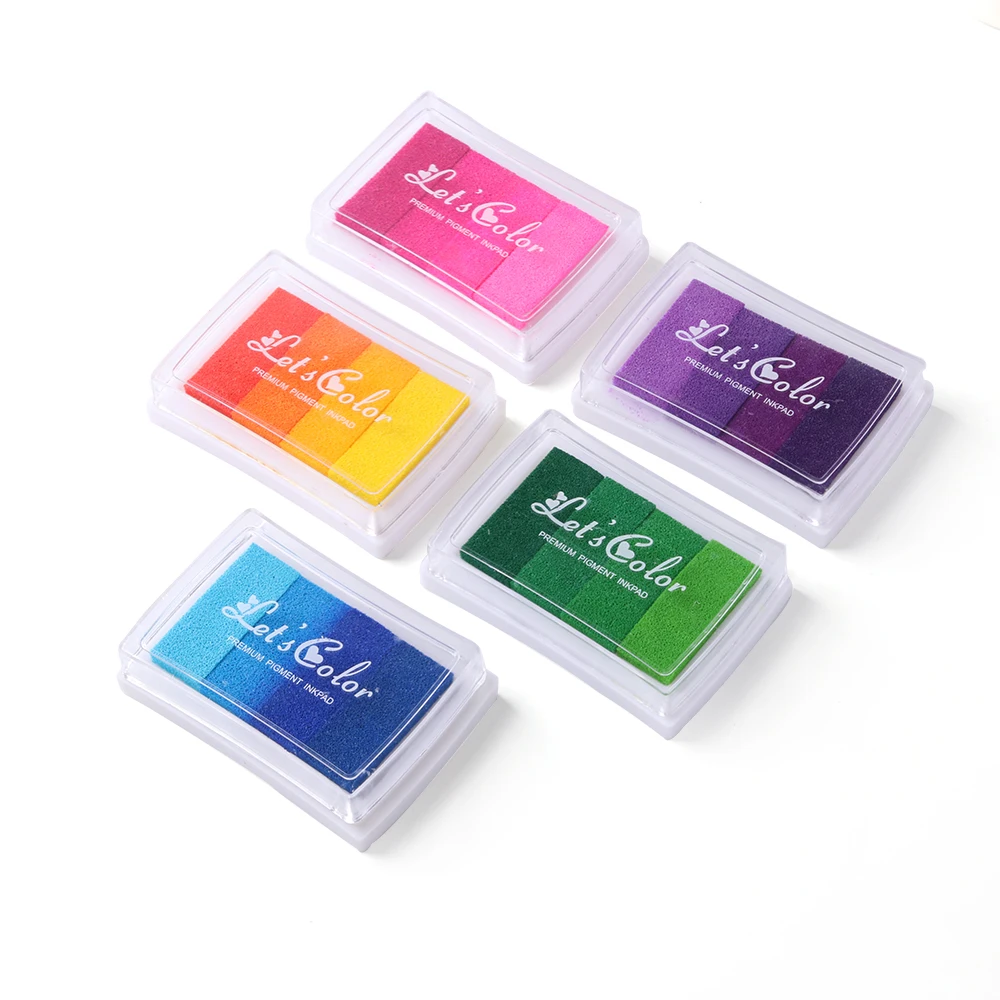 

1Box Colorful Gradual Change DIY Oil Scrapbook Albums Gradient Stamp Set Ink Pad Craft Tin DIY Art Accessories