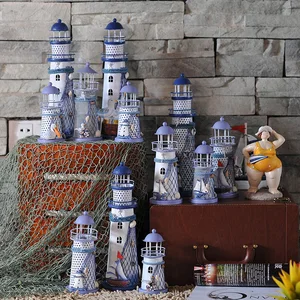 Украшение в виде маяка, фонарь, Средиземноморское море, свадебный подарок, железный подсвечник, романтический подсвечник, держатель, смешанный размер - изображение