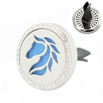 

30mm Stainless Steel rhinestone crystal Horse Aromatherapy Car Essential Oil Diffuser Perfume Clip for Car