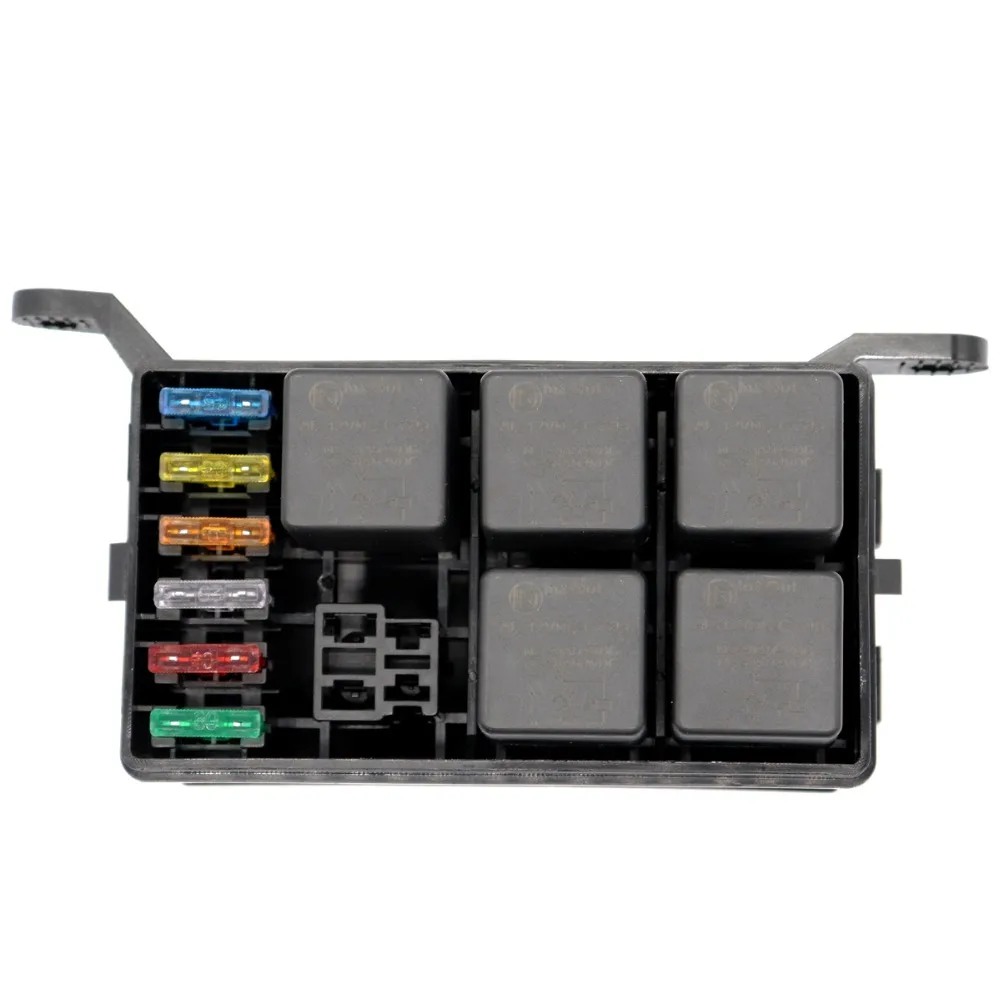 6 Way Blade Fuse Holder Box With Spade Terminals and fuse 5PCS 5Pin 12V 40A relays+1pcs 4 pin relays for car truck trailer boat |