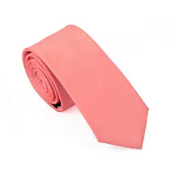 Мужской 100% шелковый галстук Тонкий Узкий однотонный коралловый красный галстук 'для мужчин официальный Свадебный вечерний для жениха
