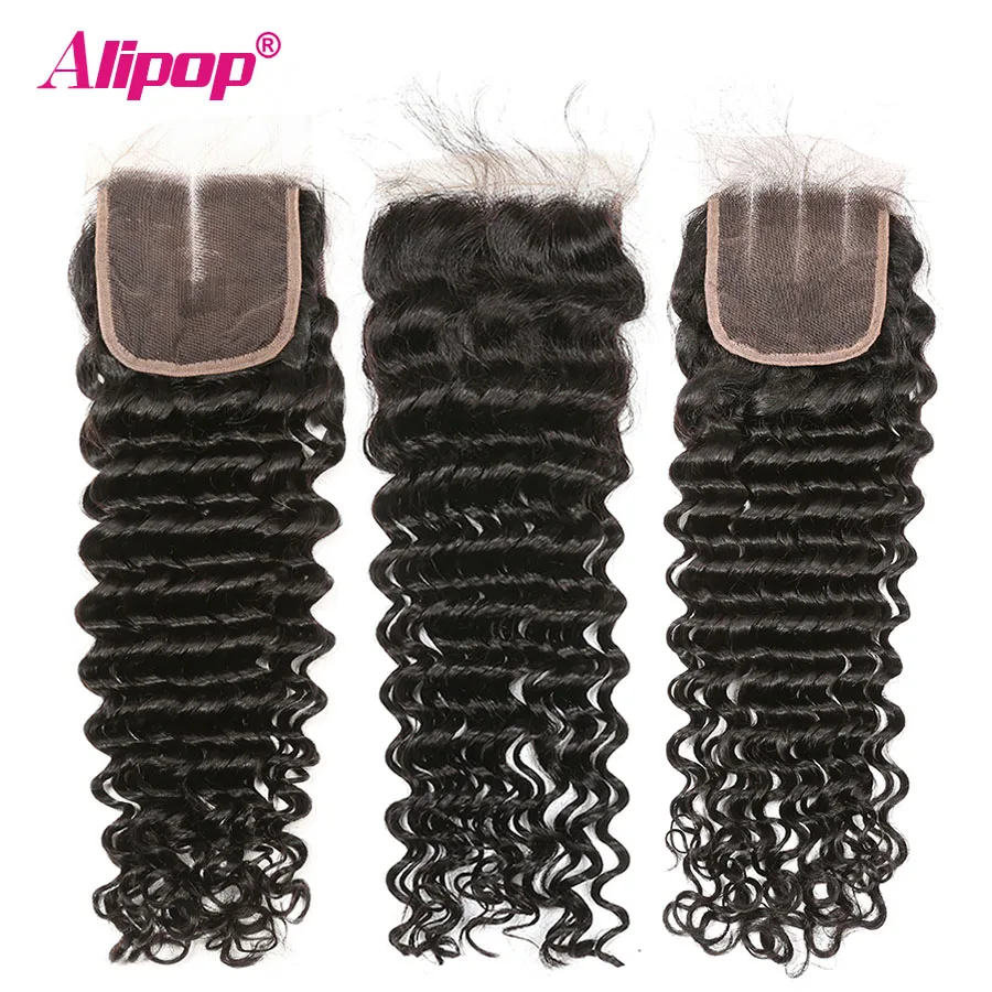 Alipop Brazilian Deep Wave Bundles With Closure Human Hair 234 Bundles With Closure 8-28 Inches Remy Hair Bundles With Closure (3)