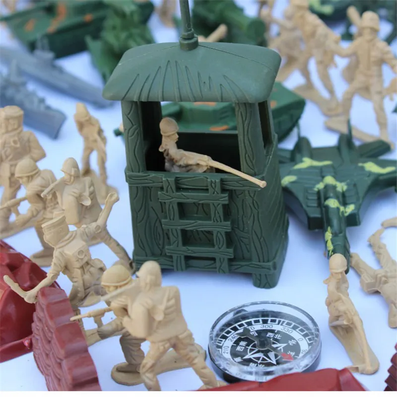 170pcs Military Scene Kit 5CM Soldier figures Tank Aircraft Rocket Army Men Sand Scene Kids Children Collection Toy Funny (6)