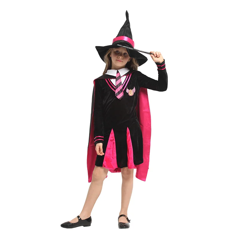 HUIHONSHE Детские Хэллоуин костюм ведьмы для девочек маг Косплэй дети студент установлен ролевая игра карнавал-маскарад платье