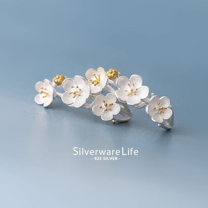 XIYANIKE 925 пробы серебряные романтические серьги-обручи в виде цветущей вишни, трендовые элегантные серьги-гвоздики, хорошее ювелирное изделие для женщин, подарок