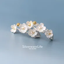 XIYANIKE 925 пробы серебряные романтические серьги-обручи в виде цветущей вишни, трендовые элегантные серьги-гвоздики, хорошее ювелирное изделие для женщин, подарок