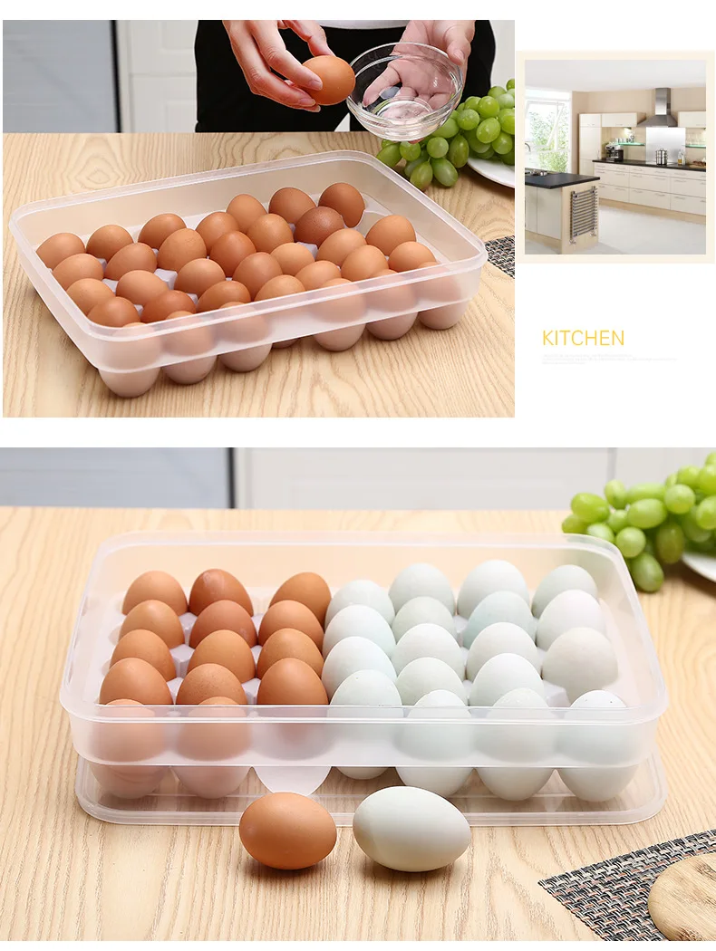 Dozzlor 24/34 Однослойная корзина для яиц, органайзер, пластиковый контейнер для яиц, контейнер для хранения, коробка для дома, кухни, прозрачный чехол