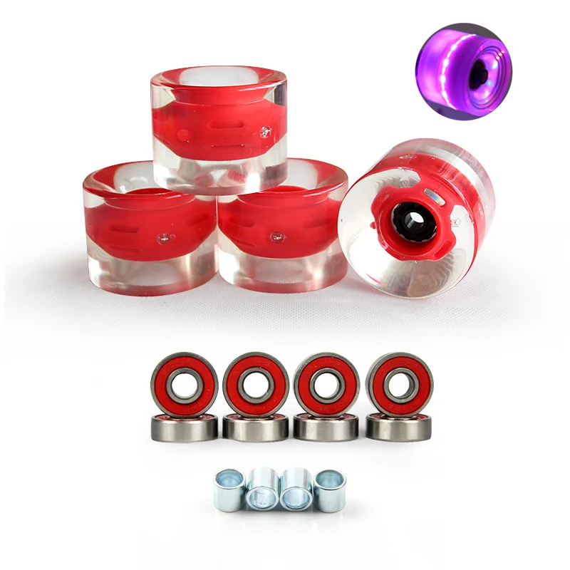4pcs 60mm Led Skateboard wheels with bearing set longboard wheels 78A