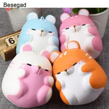Besegad милые каваи супер мягкие красочные моделирования хомяк медленно поднимающийся сжимает игрушка для взрослых снимает антистресс тревога