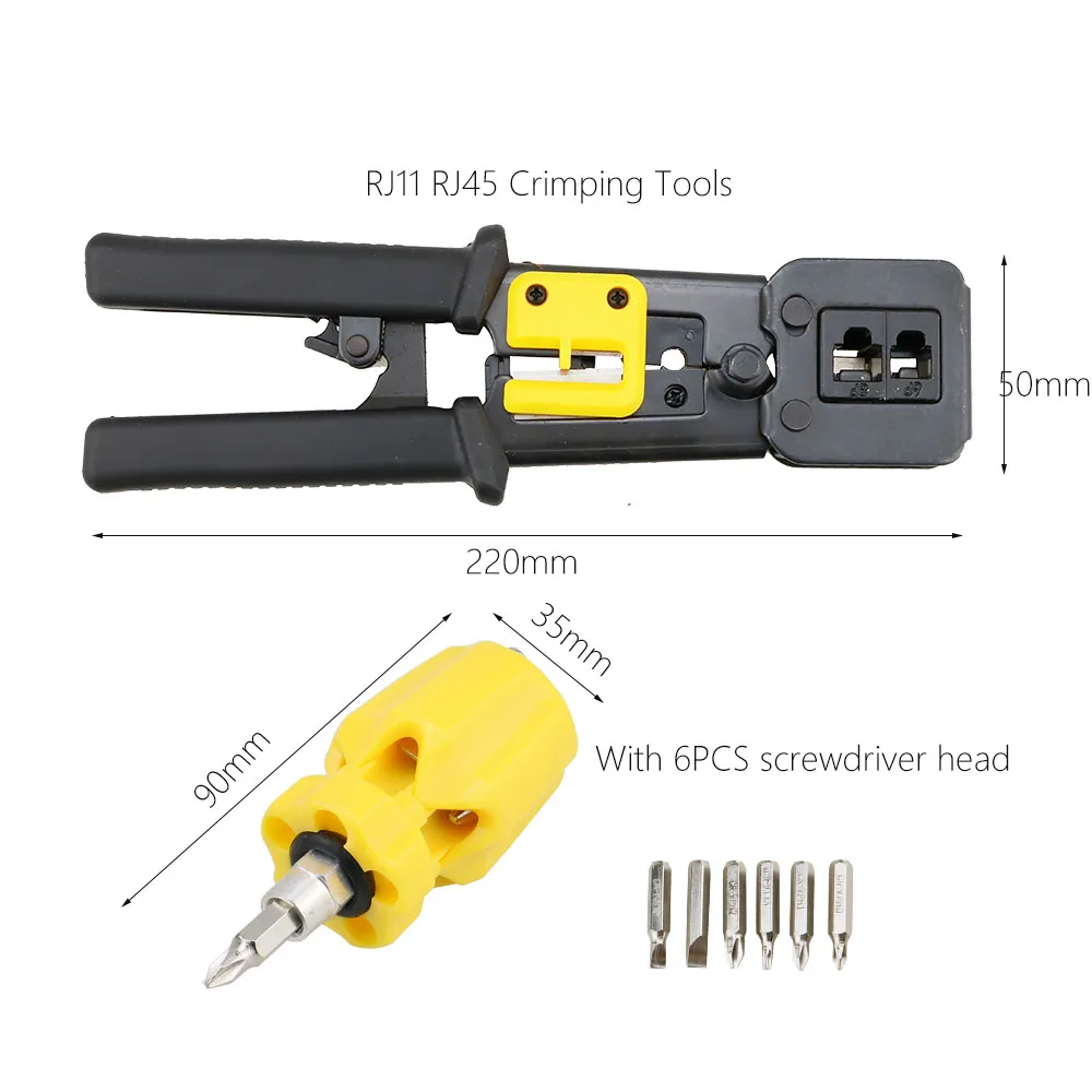 Набор обжимных инструментов Rj45 для CAT5/CAT6, профессиональный компьютерный тестер для кабеля Lan, набор инструментов для ремонта сети