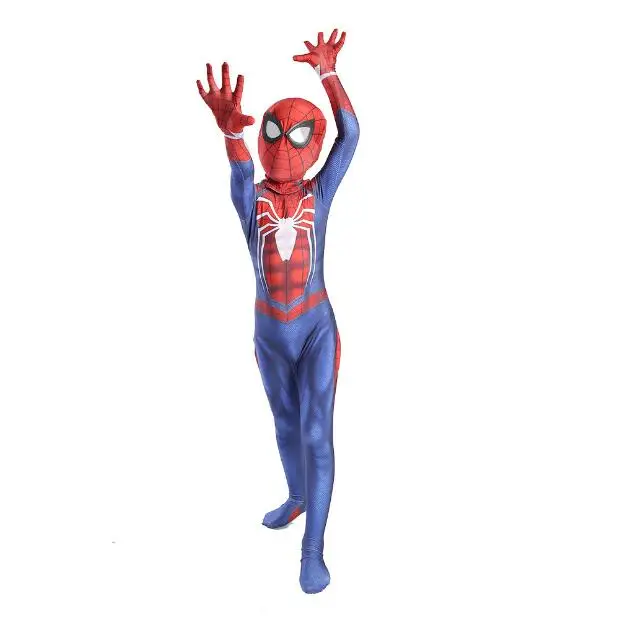 PS4 Spiderman Cosplay Costume 3D Print Avengers COS Spiderman Anime Full Bodysuit for Halloween party for kids and adult