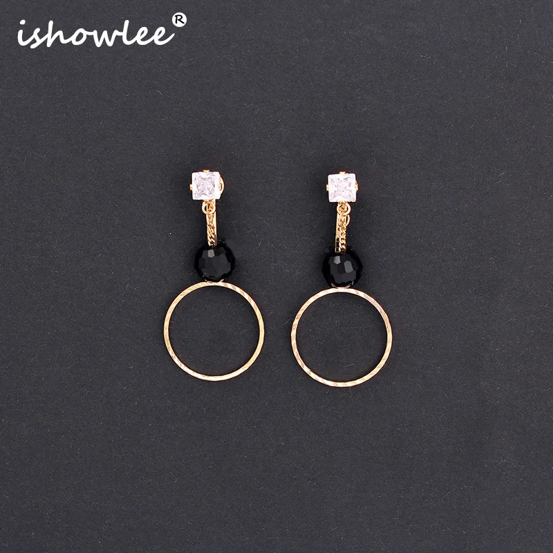 

ISHOWLEE Fashion 2019 Elegant Gold Clip Earrings for Women Accessories Cubic Zircon Copper Earrings Luxury Brand Jewelry esp54