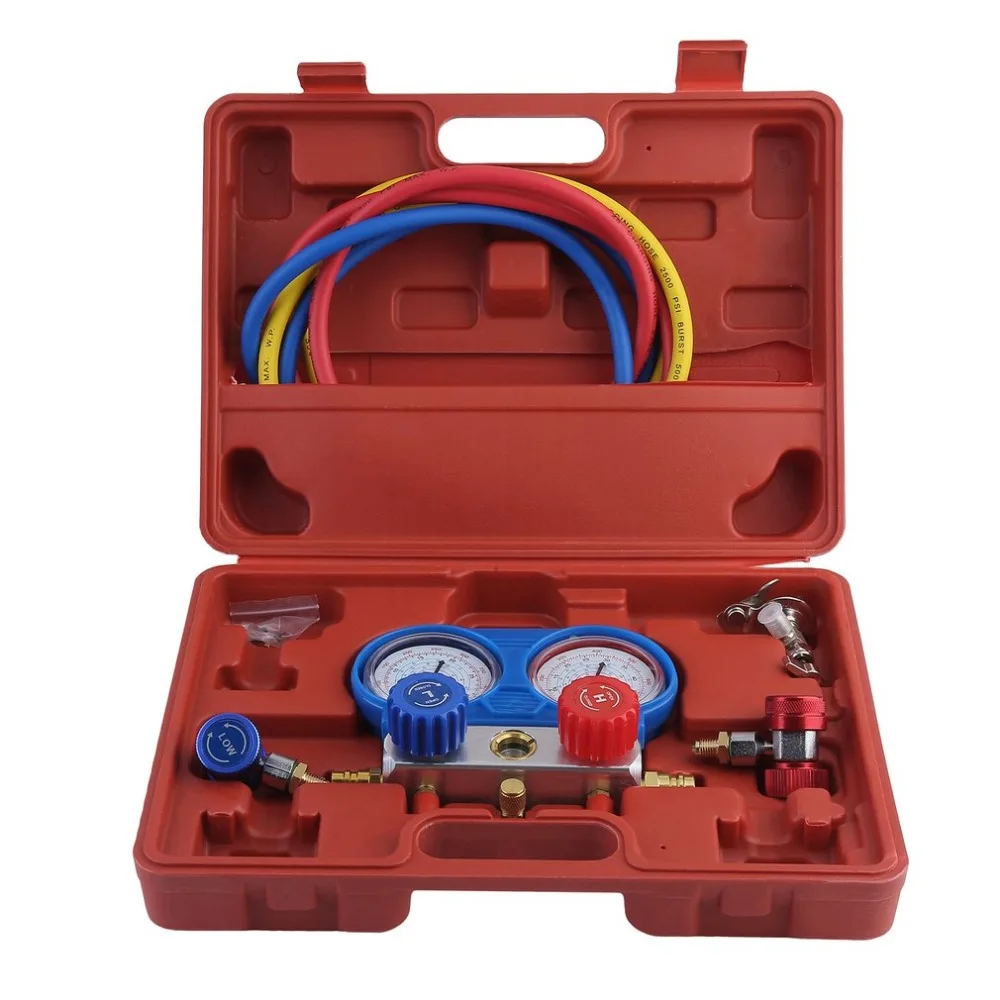 

R-134A A/C Manifold Gauge Set Air Conditioning A/C Diagnostic Tool With Colored Hose Refrigeration Kit Car Diagnostic Tool