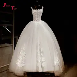 Jark Tozr Vestido De Noiva лодка средства ухода за кожей шеи Танк плеча Аппликации Тюль бальное платье свадебное 2019 кружево на спине Abiti да