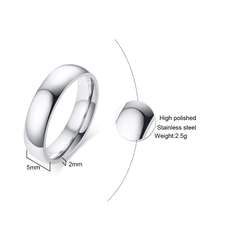 Vnox Классические 5 мм Длина браслета кольцо в стиле casual для Для женщин Для мужчин Нержавеющая сталь простые кольца унисекс Анель Альянс Юбилей подарок