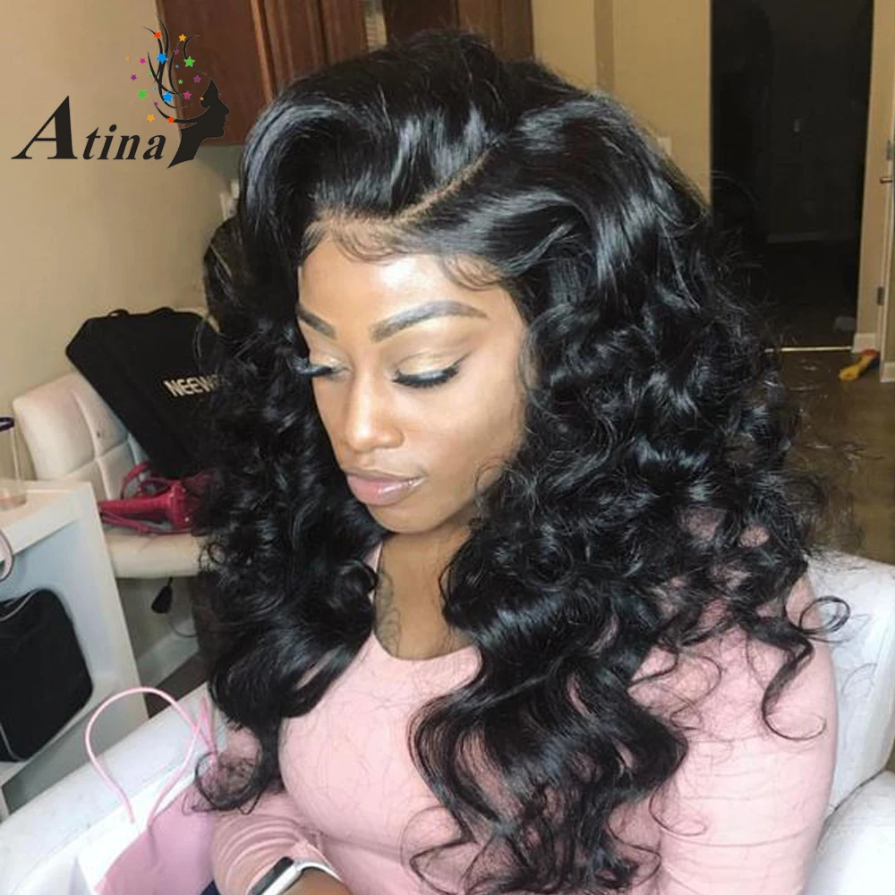 

250% Density Lace Front Human Hair Wigs Deep Part 13*6 Preplucked Wave Curly Glueless Lace Frontal Wig With Baby Hair Remy Atina