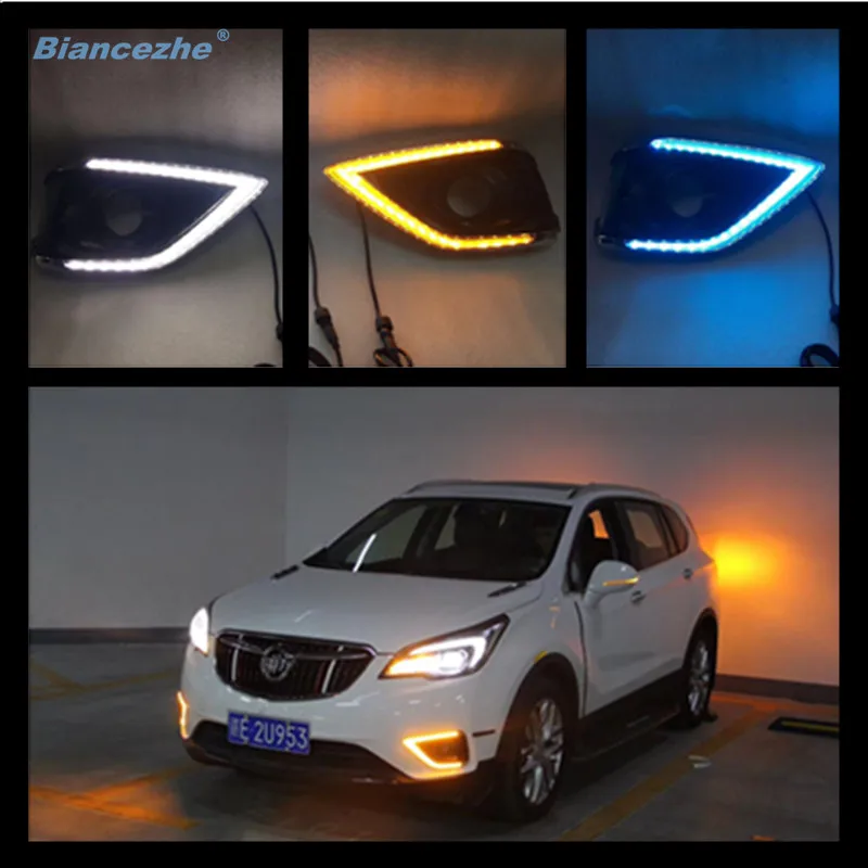 Светодиодные дневные ходовые огни drl для Buick envision 2018 с желтыми поворотниками и