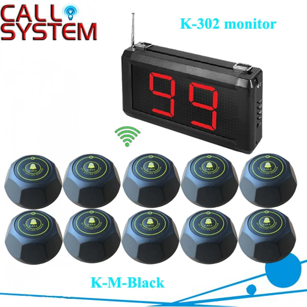 

1 set 1 display 10 bell buzzer for restaurant Wireless table bell service system in 433.92mhz