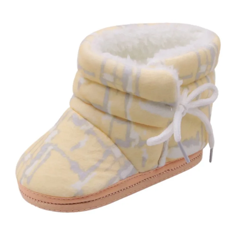 Весенне-зимняя обувь для маленьких мальчиков и девочек; русская зимняя теплая обувь для младенцев; Детские ботиночки из искусственного меха для девочек; кожаные ботинки для маленьких мальчиков - Цвет: Цвет: желтый