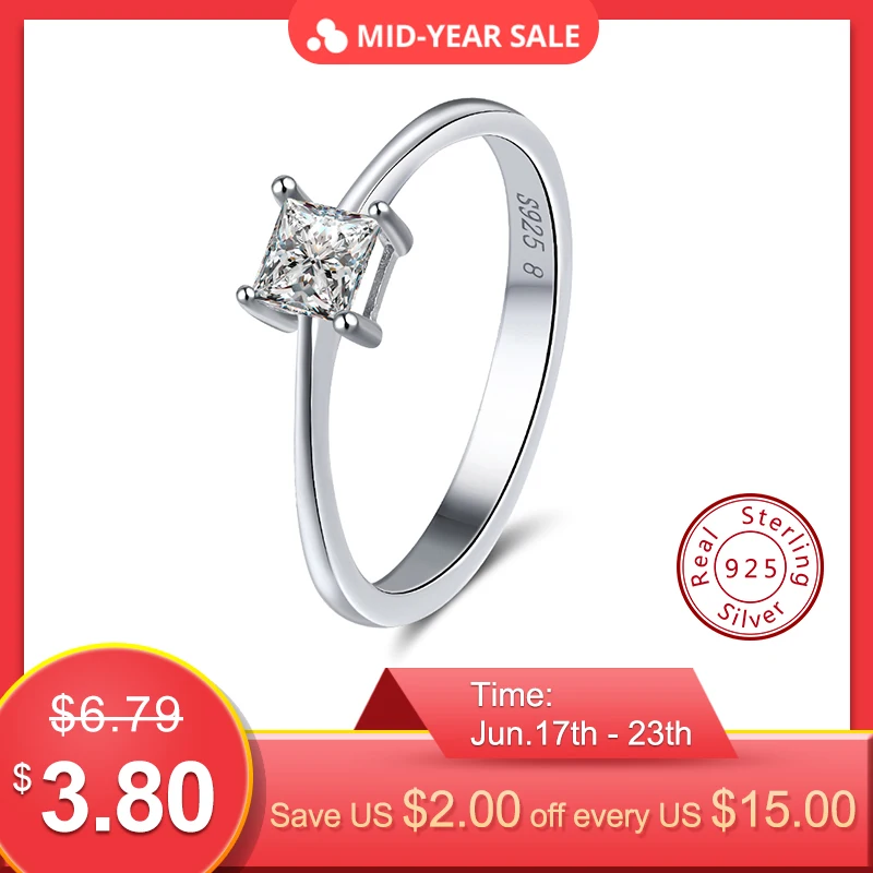 

ORSA JEWELS Real 925 Sterling Silver Women Wedding Rings With Square AAA Cubic Zirconia Sample Style Silver Ring Jewelry OSR57