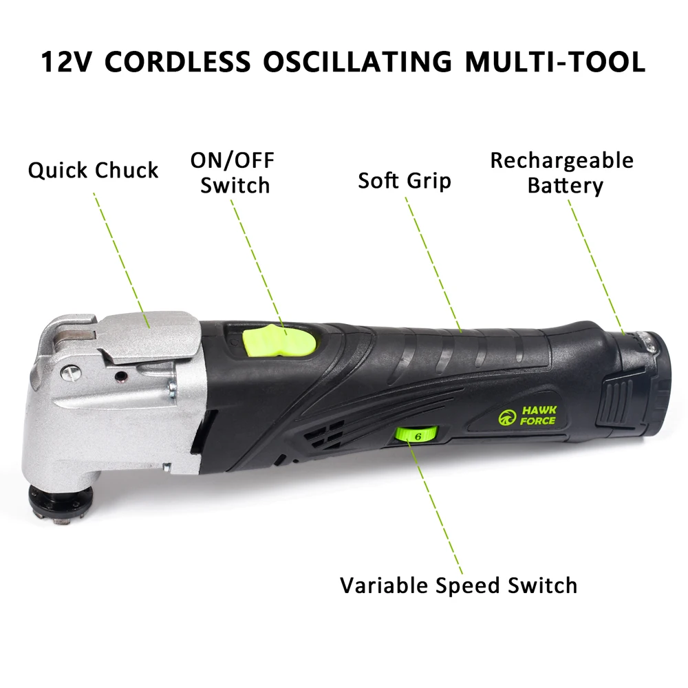 12 В беспроводной многофункциональный инструмент, многофункциональный Осциллирующий набор инструментов, 6 скоростей, электрический триммер, быстрая замена, аксессуары, система электроинструментов